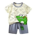 thumbnail image 1 of Utlike Boys Shorts Set Toddler Summer Short Sleeve Cartoon Prints Tops Shorts 2Pcs Outfits Clothes Set Boy Skin Friendly Set Size 4 Years-5 Years, 1 of 3