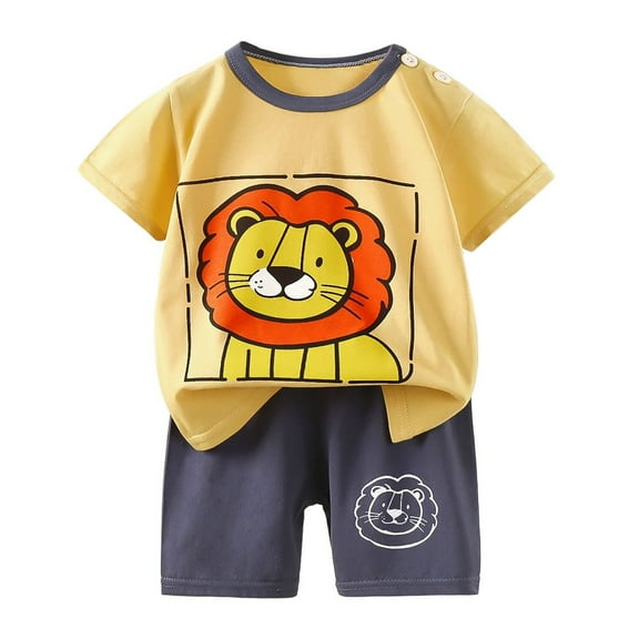 Utlike Boys Shorts Set Toddler Summer Short Sleeve Cartoon Prints Tops Shorts 2Pcs Outfits Clothes Set Durable Boys Outfit Size 18 Months-24 Months