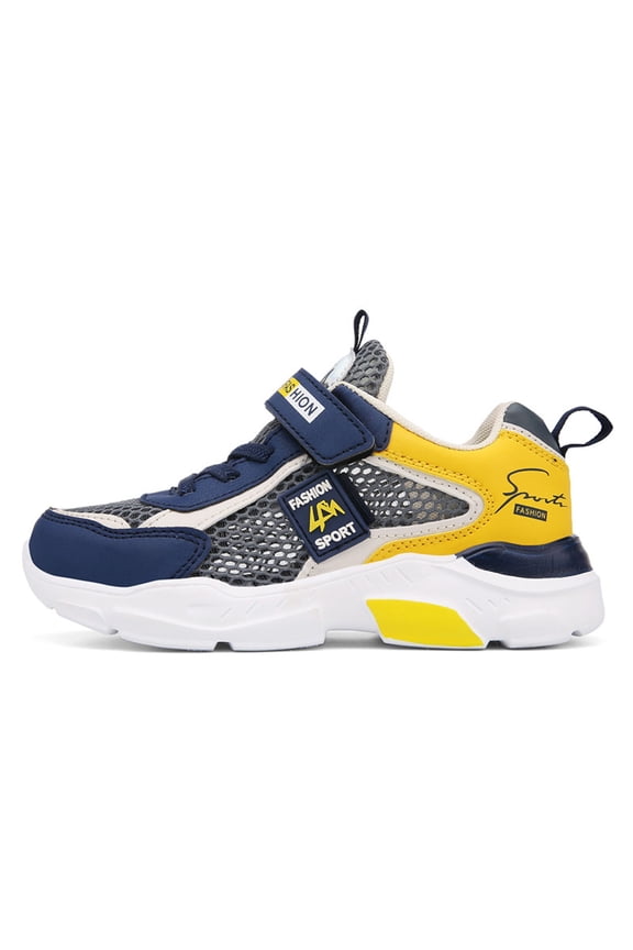 Boys Sneakers Breathable Mesh Sports Shoes For Kids Comfort Walking Running Outdoor Play Non Easy On Off Hook And Loop Strap Lightweight Boys Athletic Shoes Size 11.5-12 Years