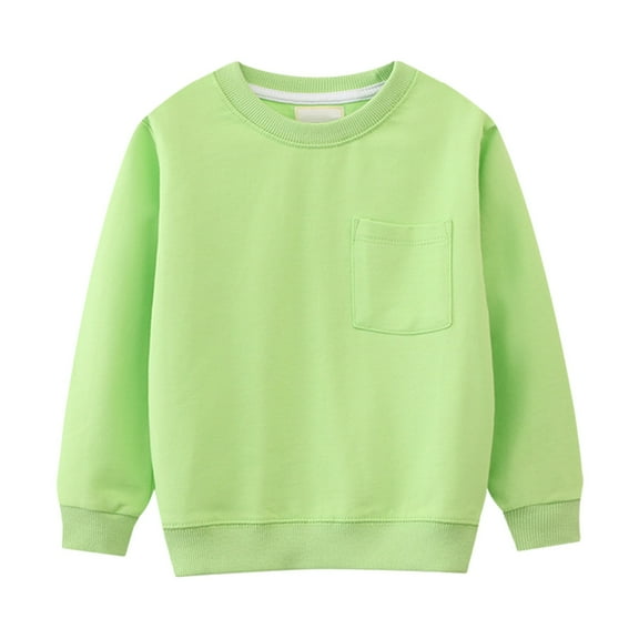 Utlike Boys Sweatshirt Autumn Winter Toddler Crewneck Long Sleeve Solid Color Pullover Casual Sports Outwear Basic Top For Kids Size 18 Months-24 Months