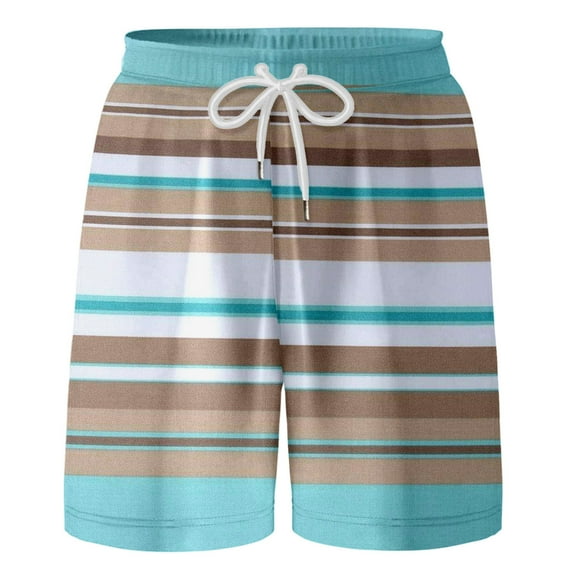 Utlike Boys Swim Trunks Casual Colorful Stripes Drawstring Elastic Waist Shorts Summer Hawaii Holiday Beach Floral Shorts Basic Boys Shorts Size 8 Years-9 Years