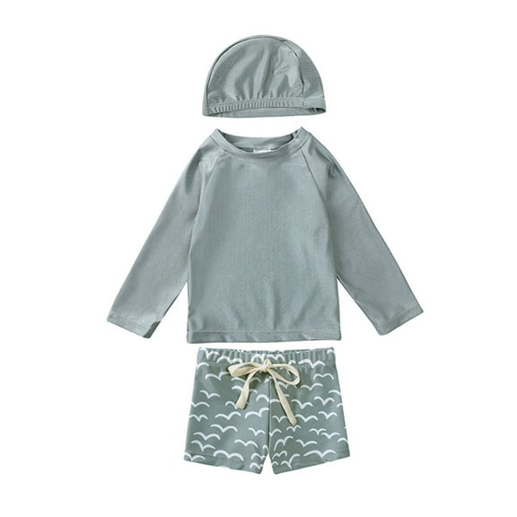Utlike Boys Swimwear 3 Piece Swimsuit Rash Guard Floral Swimming Suits Bathing Suit For Toddler Swim Trunk With Swimming Cap Summer Swimsuit For Boys Size 2 Years-3 Years