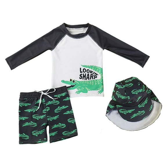 Utlike Boys Swimwear 3 Piece Toddlers And Baby Swimsuit Long Sleeve Short Sleeve Cartoon Cute Toddlers Kids Swimsuit Boys Swimsuits For Beach Vacation Size 6 Years-7 Years