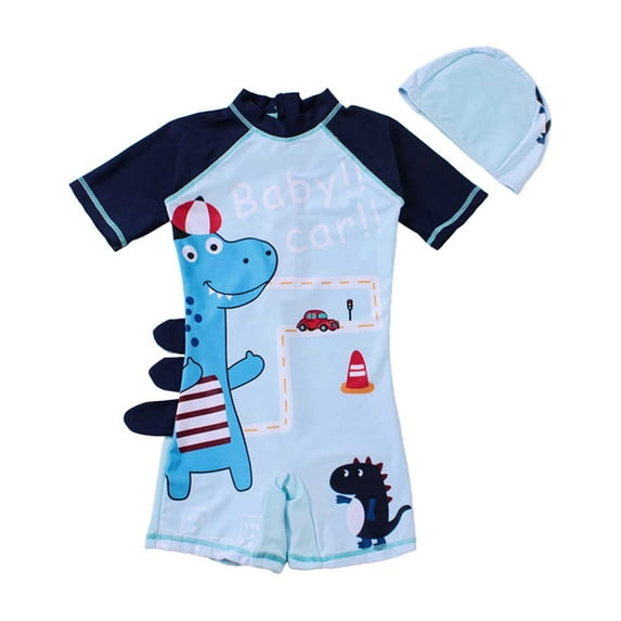 Utlike Boys Swimwear Dinosaur Print One-Piece Swimsuit With Swim Cap Upf 50+ Sun Protction & For Toddler To Kids Beach & Pool Size 10 Years-11 Years