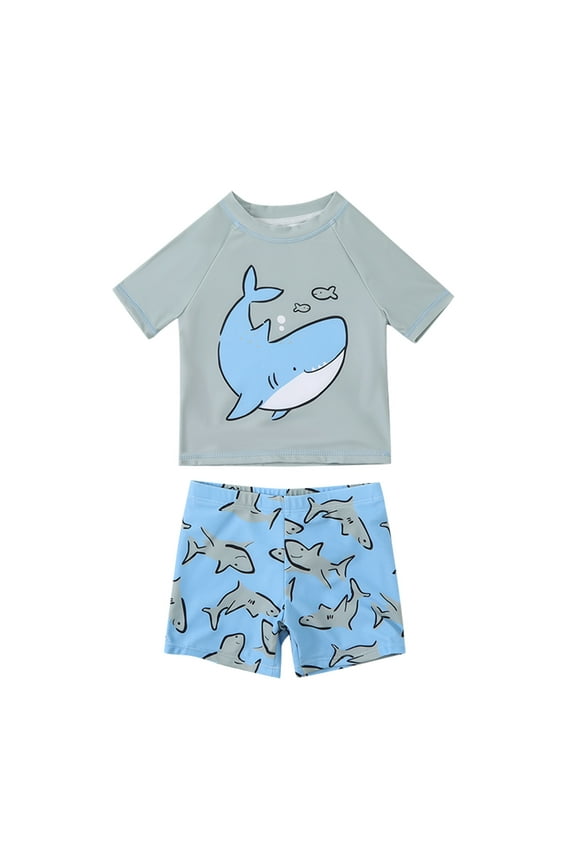 Boys Swimwear Infant Baby Cartoon Short Sleeve Tops Print Shorts Pants Swim Beach Bathing Swimsuit 2Pcs Set Boys Swimsuits For Beach Vacation Size 2 Years-3 Years