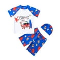 thumbnail image 1 of Utlike Boys Swimwear Toddler Swimsuit 3 Piece Swim Set Short Sleeve Swim Shirt Swim Trunks Rash Guard Bathing Suits Size 5 Years-6 Years, 1 of 9