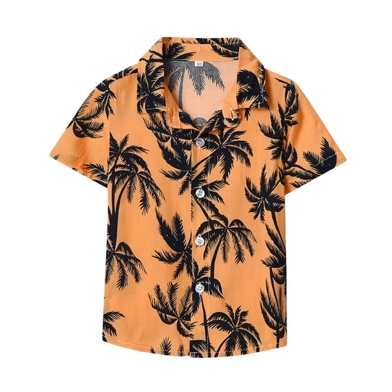 Utlike Boys T-Shirt Kids Toddler Short Sleeve Summer Casual Gentleman Tops Hawaii Beach Holiday Floral Shirts T Shirt Size 6 Years-7 Years