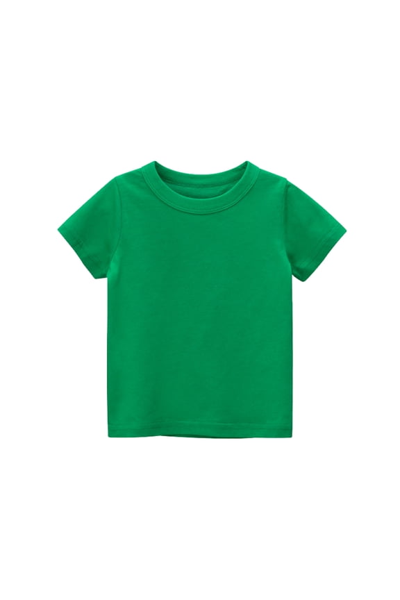 Boys T-Shirt Short Sleeve Basic T-Shirt Casual Summer Solid Color Round Neck Tops Size 3 Years-4 Years