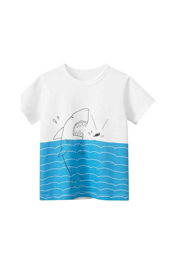 Boys T-Shirt Toddler Short Sleeve Tees Cotton Casual Fun Printing Crewneck Summer Top Clothes Size 7 Years-8 Years