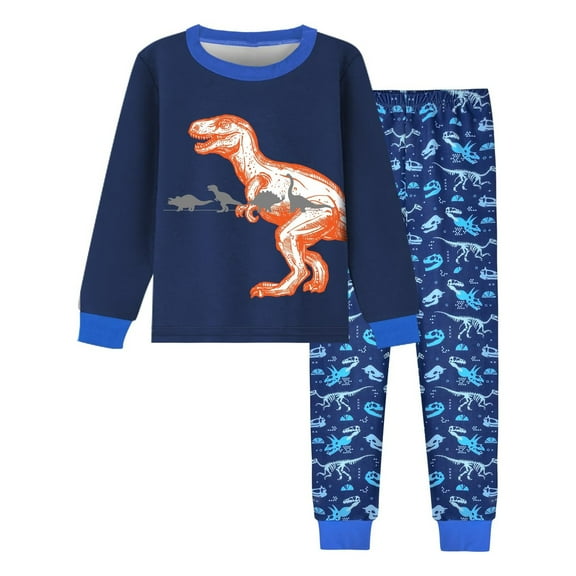 Utlike Boys Winter Outfit Pajamas Dinosaur Pattern Kids 2 Piece Pj'S Long Sleeve Sleepwear Clothing Set Kids Casual Wear Size 8Y Blue
