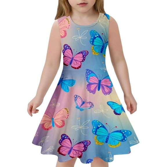 Utlike Children'S Fashion Slim Sleeveless Dress Light Blue Relaxing Fit Sundress Size 8 Years-9 Years