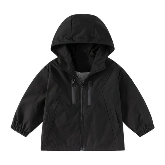 Utlike Fall Boys Windbreaker Jacket Lightweight Hooded Zipper Coat Outdoor Casual Solid Color Jacket With Pocket Versatile Coat For Boys Flexible Fit Size 2 Years-3 Years