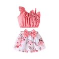 thumbnail image 1 of Utlike Girls 2 Pcs Outfits Set New Baby One Shoulder Tank Top + Floral Print Skirt Set Summer Casual Outfit Girl'S Cheap Clothing Set Size 6 Months-9 Months, 1 of 8