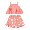 thumbnail image 1 of Utlike Girls 2 Pcs Outfits Set Toddler Sleeveless Summer Ruffles Top Floral Print Shorts 2Pcs Outfits Clothes Set For Children Clothes Girl'S Cheap Clothing Set Size 12 Months-18 Months, 1 of 5