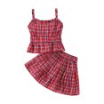 thumbnail image 1 of Utlike Girls 2 Pcs Outfits Set Toddler Summer Sleeveless Fashion Plaid Prints Tops Skirt 2Pcs Outfits Clothes Set Girls Active Playsuit Size 12 Months-18 Months, 1 of 6