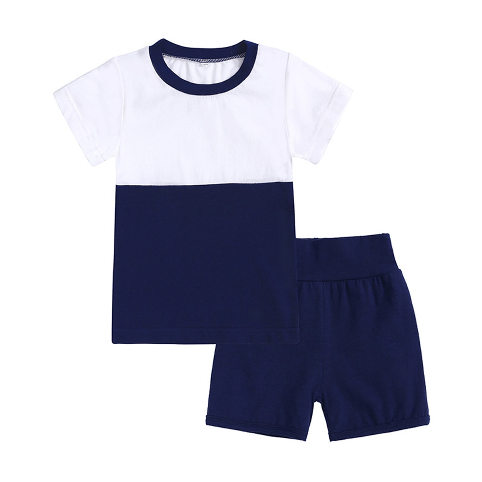 Utlike Girls 2-Piece Outfit Sets Toddler Kids Baby Unisex Summer Tshirt Shorts Soft Patchwork 2Pc Sleepwear Outfits Clothes Girls Coordinated Sets Size 11 Years-12 Years