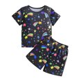 thumbnail image 1 of Utlike Girls 2-Piece Outfit Sets Toddler Summer Short Sleeve Pattern Tops And Shorts 2Pcs Outfits Clothes Girls Party Sets Size 3 Years-4 Years, 1 of 7