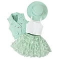 thumbnail image 1 of Utlike Girls 4 Pack Outfits Set Summer Toddler Sleeveless Jacket Coat White Vest Tutu Mesh Skirt Hat 4 Piece Outfits Set For Kids Girls Casual Playsuit Size 5 Years-6 Years, 1 of 7