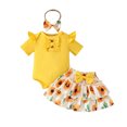 thumbnail image 1 of Utlike Girls Clothing Set Ruffles Romper Bodysuits Floral Skirts Headbands Set Fashion Trend Outfits For Sweet Girls Size 6 Months-9 Months, 1 of 6