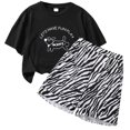 thumbnail image 1 of Utlike Girls Clothing Set Summer Print Short Sleeve Top & Casual Shorts 2 Piece Set Classic Comfort Outfits Size 8 Years-9 Years, 1 of 9