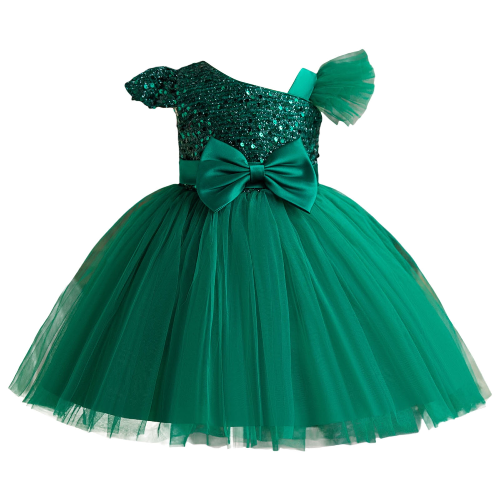 Utlike Girls Dresses Child Mesh Pageant Dress Party Bow Knot Sleeveless Dress Up Gown Dresses Sundress Wedding Attire Sundress Size 1 Years-2 Years