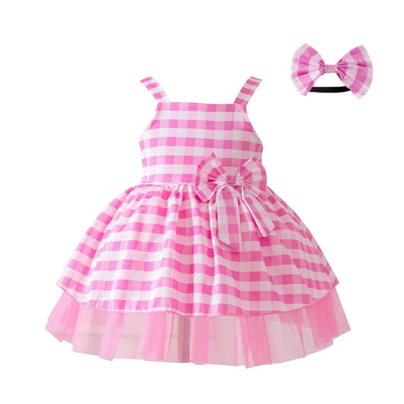Utlike Girls Dresses Kids Tie Front Bow Ruffle Sleeveless Backless Party Dress With Headband Sundress For Holiday Party Or Family Photos Size 18 Months-24 Months