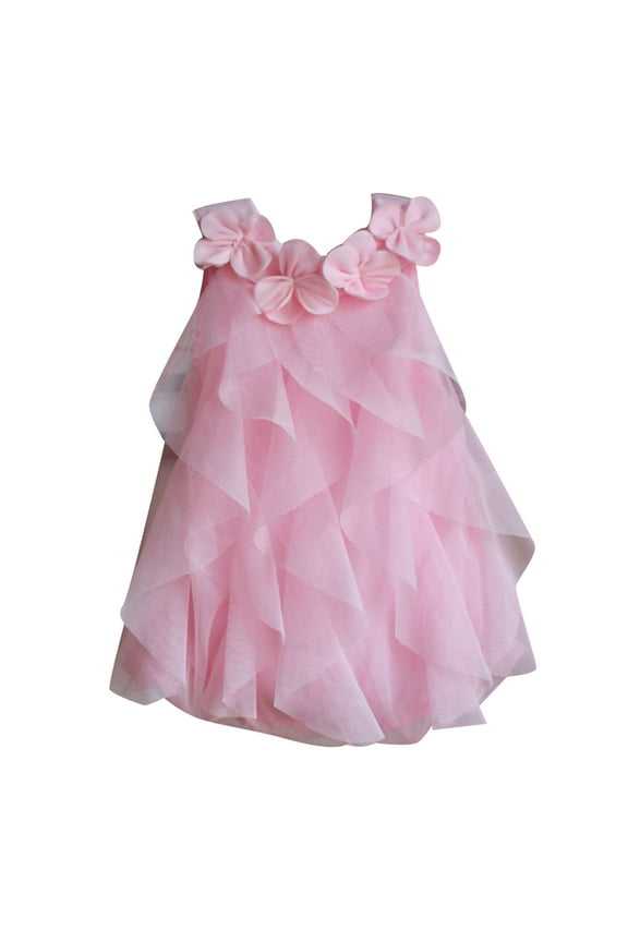 Girls Dresses Baby Spring Summer Solid Flower Ruffle Sleeveless Princess Dress Girls Easy Care Play Sundress Size 9 Months-12 Months