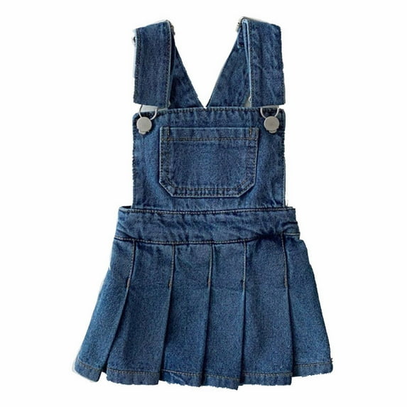 Utlike Girls Dresses Summer Denim Overall Dress With Pleated Dress For Ages 6 Months To 6 Years Toddler Baby Girls Comfort Sundress Size 12 Months-24 Months