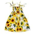 thumbnail image 1 of Utlike Girls Dresses Toddler Kids Floral Bohemian Sunflowers Sleeveless Beach Straps Princess Dress Girls Easy Care Play Sundress Size 5 Years-6 Years, 1 of 9