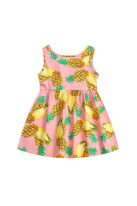 Girls Dresses Toddler Sleeveless Pineapple Fruit Skirt Princess Dresses Clothes Elegant Sundress For Sweet Girls Size 5 Years-6 Years