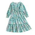 thumbnail image 1 of Utlike Girls Floral Print Dress Long Sleeve Romper For Casual Wear Photography Party Picnic Spring Summer Fall Outfits Green Lively Sundress Size 9 Years-10 Years, 1 of 9