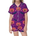 thumbnail image 1 of Utlike Girls Halloween Pajamas Set Hallomas Pyjamas Set Soft Printed Sleepwear Kids Short Sleeved Top And Pants Cute Casual Loungewear Lightweight Nightwear For Girl Size 4 Years-5 Years, 1 of 4