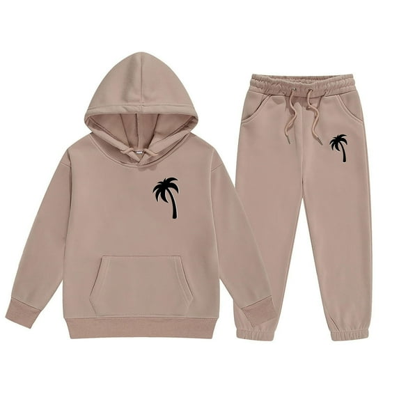 Utlike Girls Hoodie Outfits Middle And Large Children'S Long Sleeved Solid Color Letter Print Hooded Sweatshirt And Pants Set Girl Cute Clothing Set Size 8 Years-9 Years