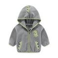 thumbnail image 1 of Utlike Girls Hoodies Sweatshirt Toddler Autumn Winter Dinosaur Hooded Coat Jacket Sweatshirt Softness Top Streetwear Grey 18-24 Months, 1 of 4