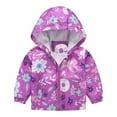 thumbnail image 1 of Utlike Girls Jacket Toddler Cartoon Prints Casual Light Coat Hooded Jacket Windproof Zipper outerwear Flexible Fit Top For Outdoor Size 4 Years-5 Years, 1 of 3