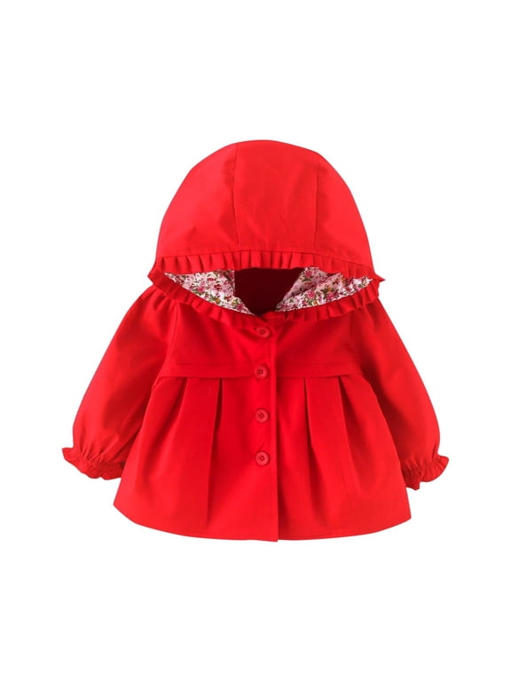 Girls Jacket Toddler Casual Spring Fall Hooded Jackets Windbreaker Jacket outerwear Coat Baby Back To School Top For Photoshoot Size 9 Months-12 Months