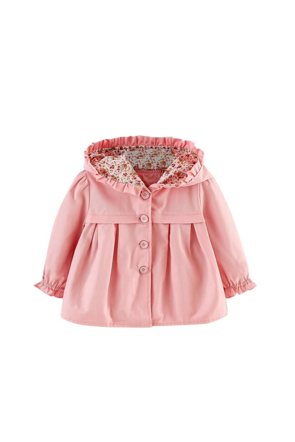 Girls Jacket Toddler Casual Spring Fall Hooded Jackets Windbreaker Jacket outerwear Coat Baby Flexible Fit Top For Outdoor Size 12 Months-18 Months