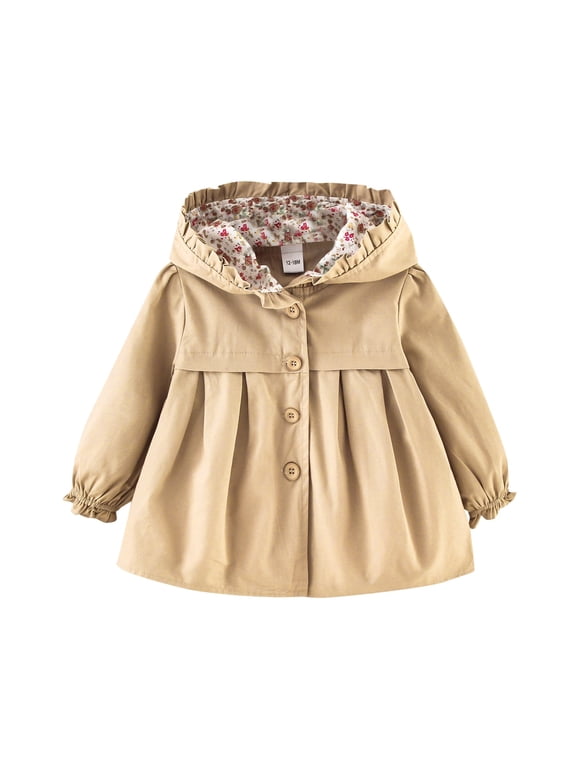 Girls Jacket Toddler Casual Spring Fall Hooded Jackets Windbreaker Jacket outerwear Coat Baby Versatile Top Activewear Size 9 Months-12 Months