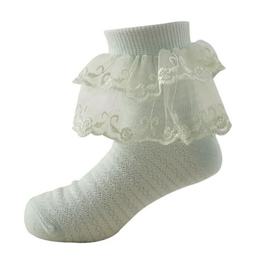 Utlike Girls Lace Socks With Ripple Ruffle Socks For Toddler Girls Size 6 Years-8 Years