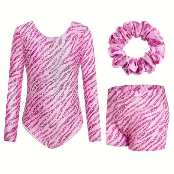 Utlike Girls Long Sleeve Gymnastics Leotard With Print Ballet Dance Unitard For Training And Performance Size 3Y-4Y