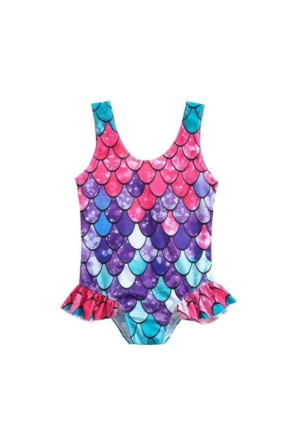Girls One-Piece Swimsuit Fish Scale Swimsuit Dress Hot Spring Swimwear Comfortable Bathing Suit For Girls Size 4 Years-5 Years