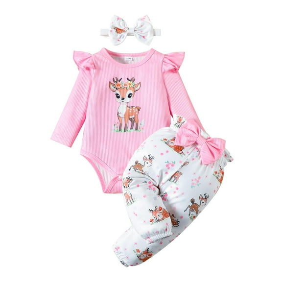 Utlike Girls Outfit Sets Baby Clothes Outfits Ruffle Romper+ Floral Pants + Cute Headband Sets Girls Stylish Clothing Sets Size 12 Months-18 Months