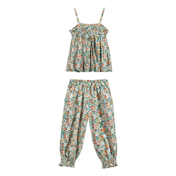 Utlike Girls Outfit Sets Kids Floral Cool Top And Pants Romper Outfit Playsuit Clothes Girls Holiday Dresses Sets Size 7 Years-8 Years