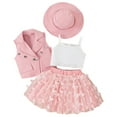 thumbnail image 1 of Utlike Girls Outfit Sets Summer Toddler Sleeveless Coat White Vest Skirt Hat Four Piece Outfits Set For Kids Clothes Girls Playtime Sets Size 4 Years-5 Years, 1 of 9
