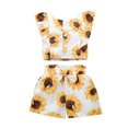 thumbnail image 1 of Utlike Girls Outfits Baby Clothing Set Sunflower Ruffle Print Tops Floral Bow Shorts 2 Pcs Clothes Set Cute Clothes For Kids Children'S Suit Size 6 Months-9 Months, 1 of 1