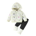 thumbnail image 1 of Utlike Girls Outfits Set Winter Baby Clothes Warm Animal Print Hooded Sweatshirt And Pants Toddler Outfit For Daily Play Party Travel Cute Clothing Set For Girl Size 12 Months-18 Months, 1 of 8