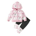 thumbnail image 1 of Utlike Girls Outfits Set Winter Baby Clothes Warm Animal Print Hooded Sweatshirt And Pants Toddler Outfit For Daily Play Party Travel Girl Athletic Sets Size 18 Months-24 Months, 1 of 6