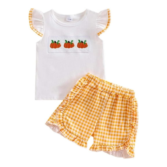 Utlike Girls Outfits Summer Clothing Set 2 Pcs Set Sleeveless Vest Plaid Shorts Casual Playwear Back To School Season Festival Set Size 2 Years-3 Years