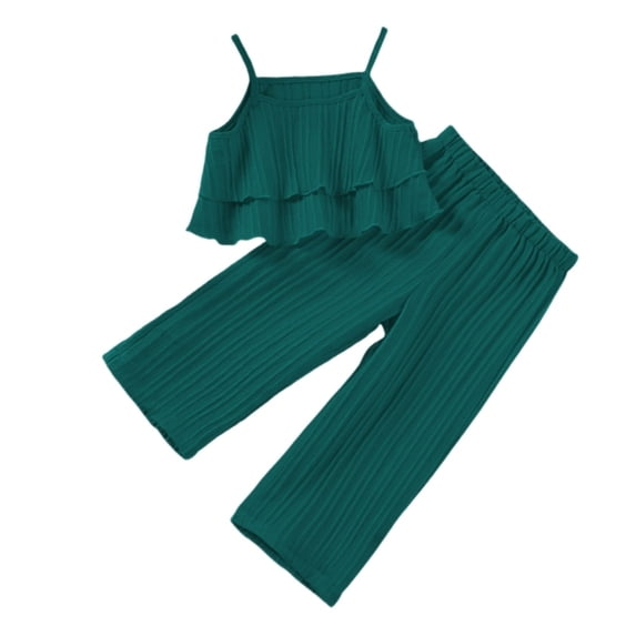 Utlike Girls Outfits Summer Sleeveless Tank Top & Soft Pants Two Piece Set Solid Color Casual Clothing Set Flexible Fit Children'S Suit Size 18 Months-24 Months
