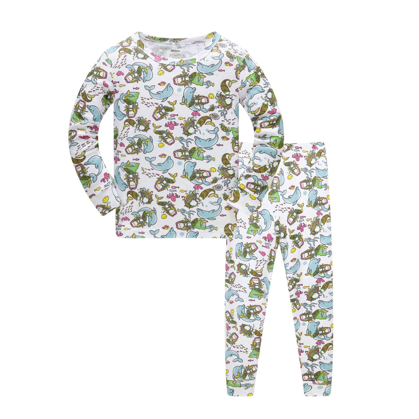 Unisex Baby And Kids Apricot Animals Cartoon Top And Pants Casual Home Clothing Set